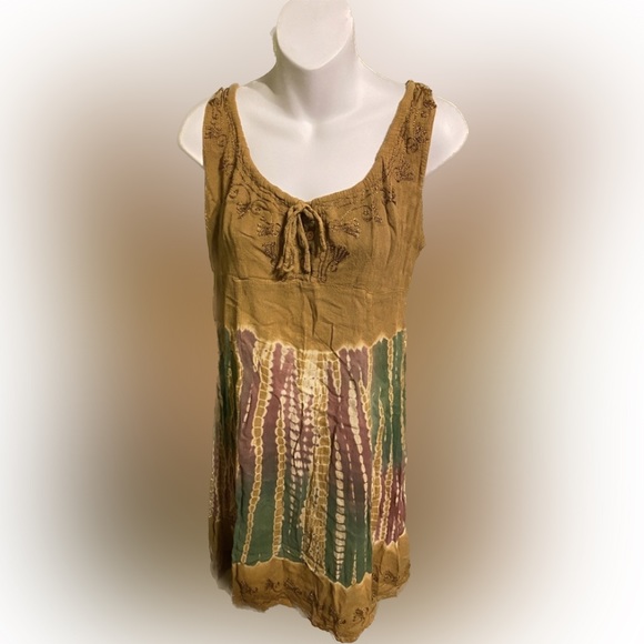 Rayasun Tie Dye Extreme Boho Mini Sundress Size Medium 60’s Style - Picture 1 of 6